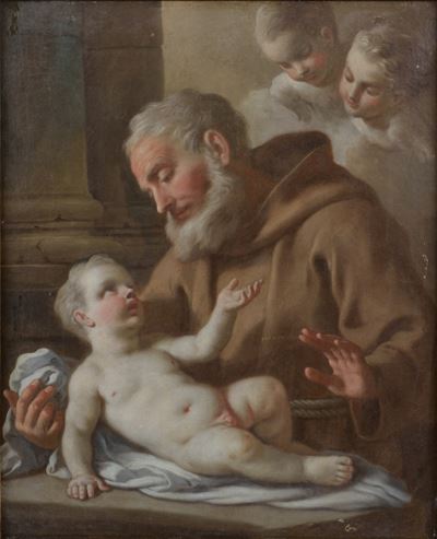 San Felice da Cantalice con bambino, olio su tela