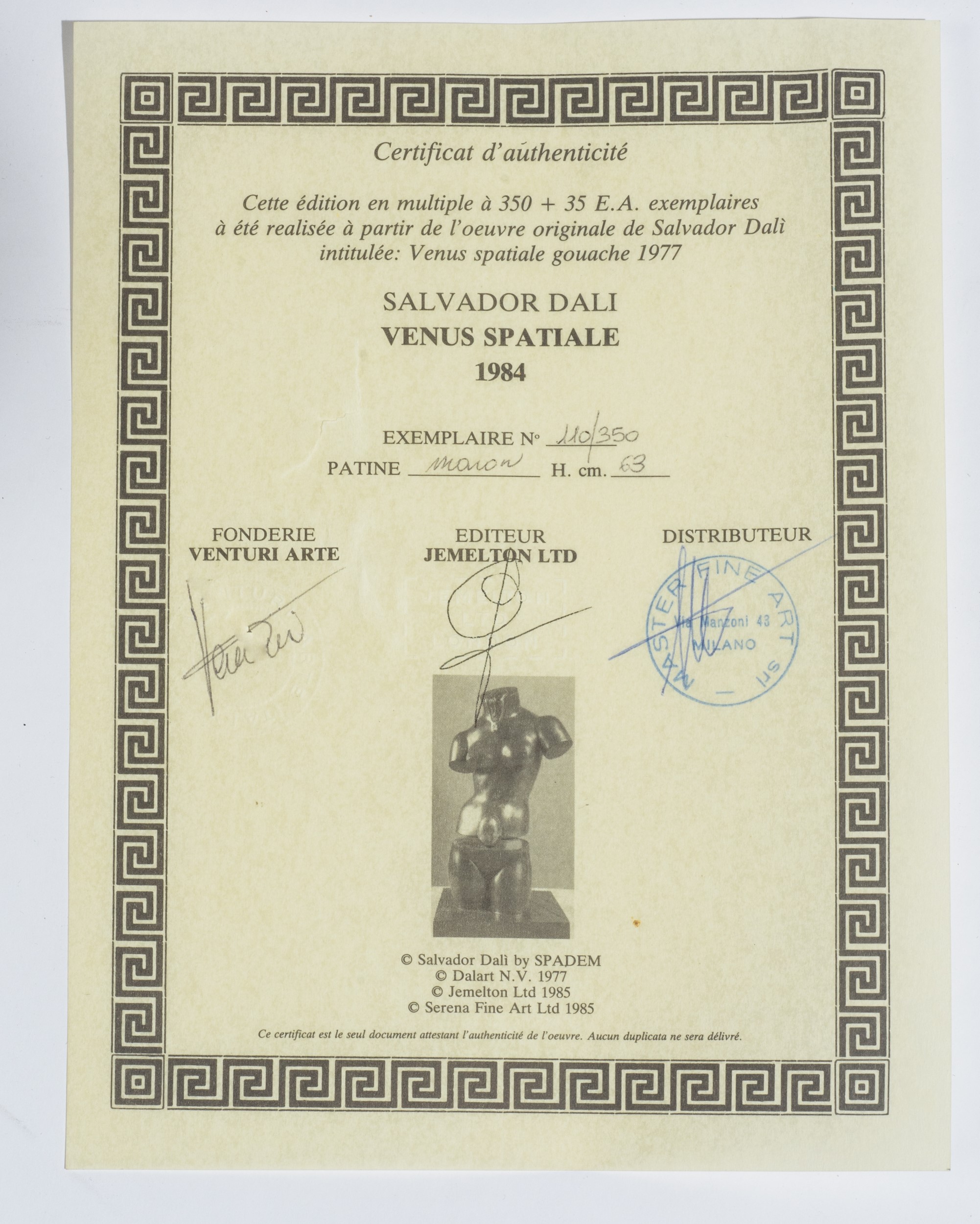 Salvador Dalì - Vénus spatiale, bronzo a patina marrone e dorata (1984)