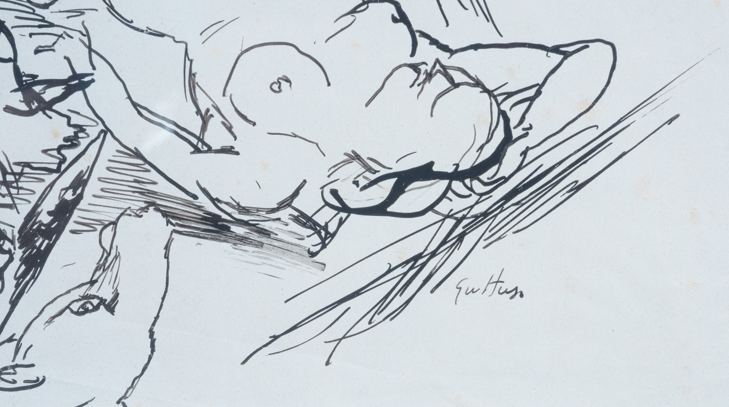 Renato Guttuso - Illustrazione a una poesia di Sergej Ēsenin, china su carta lucida