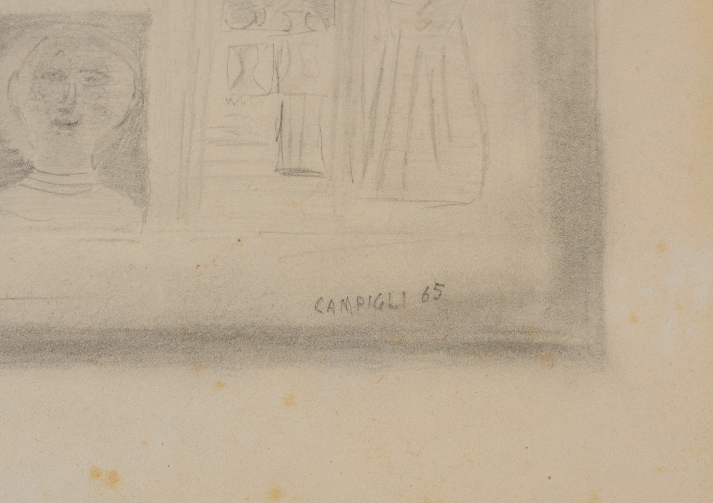 Massimo Campigli - Senza titolo (grafite su carta), 1965