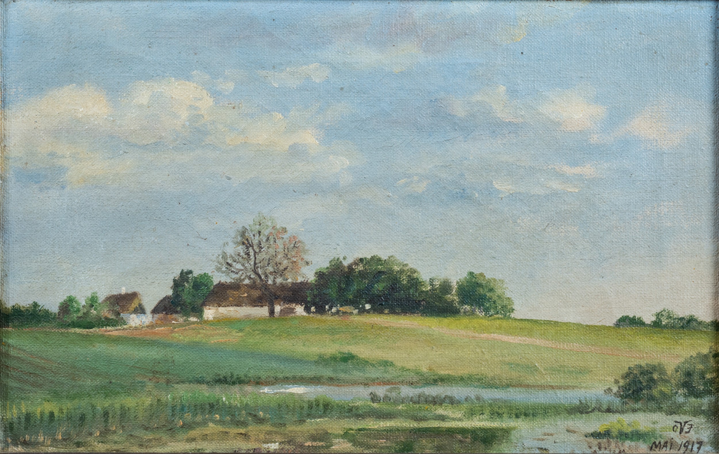 Coppia di paesaggi nord europei, olio su tela (1917)