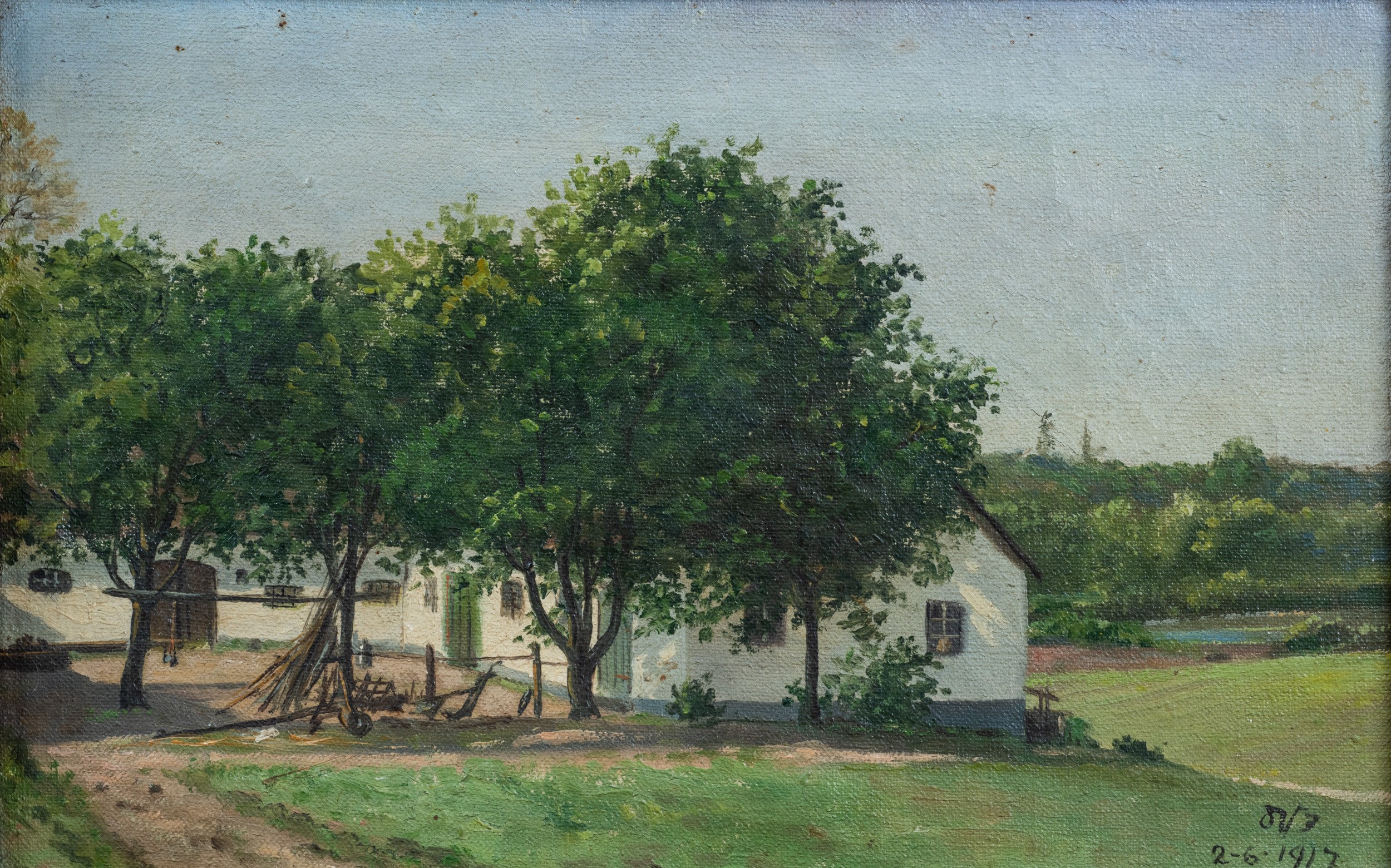 Coppia di paesaggi nord europei, olio su tela (1917)
