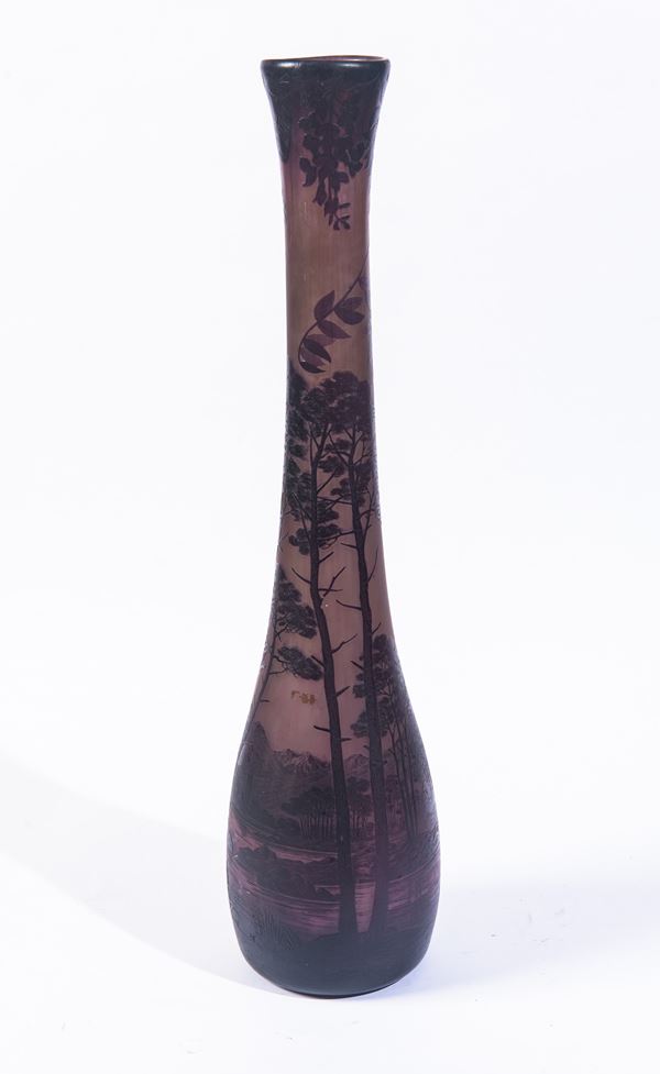  RICHARD - Grande vaso in vetro cammeo rosa