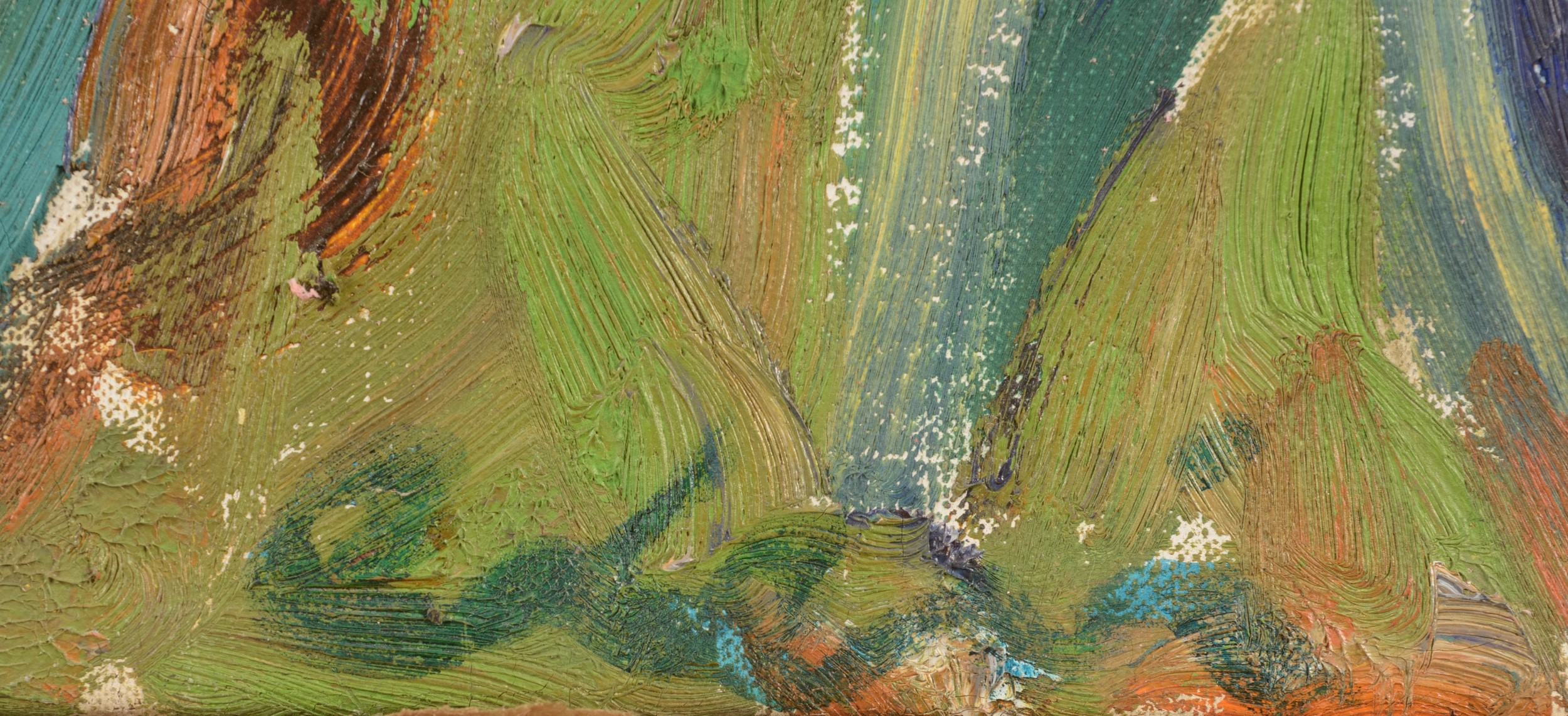 Carlo Levi - Bosco con carrubo e cervo, olio su tela