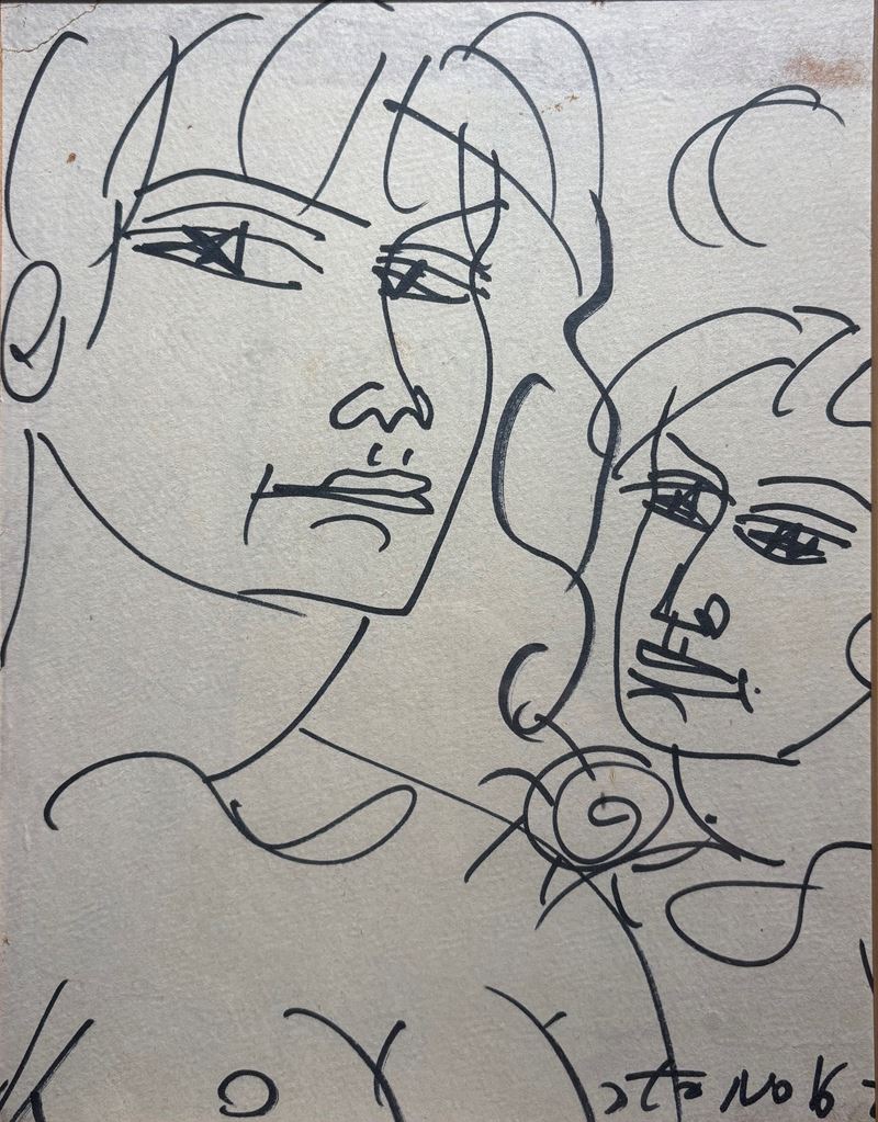 Antonio Zancanaro Tono - Figure, pennarello su carta (1967)