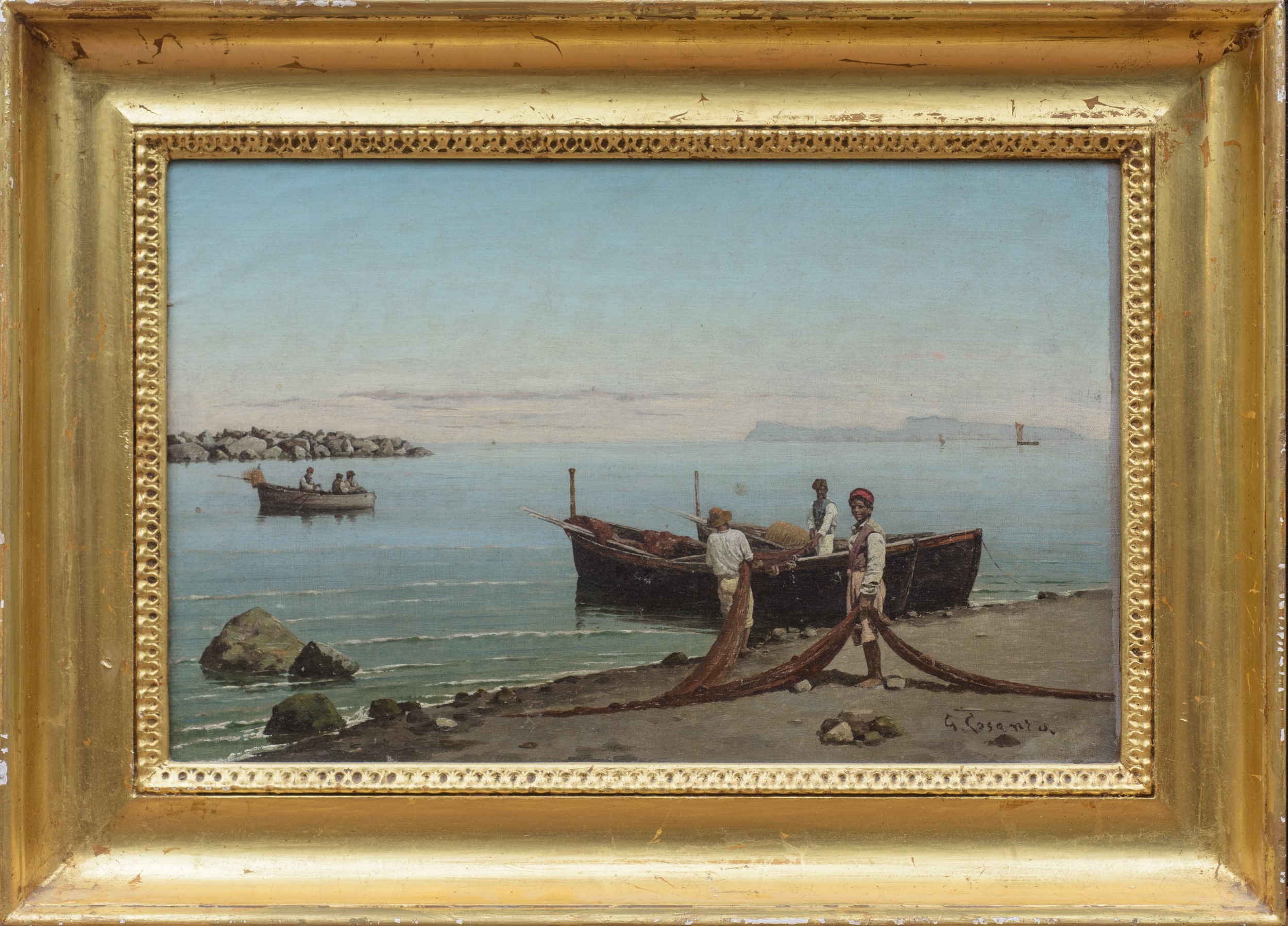 Veduta del golfo di Napoli con pescatori