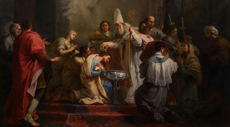 San Carlo Borromeo amministra il battesimo