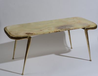 Tavolo basso in ottone e onice