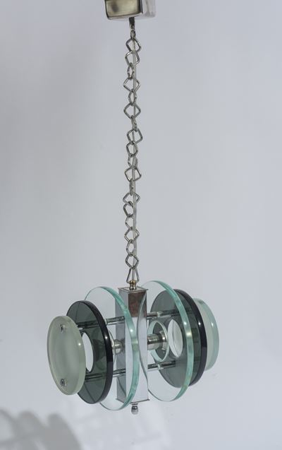 Lampada da soffitto, vetro e metallo, anni ’60 del XX secolo