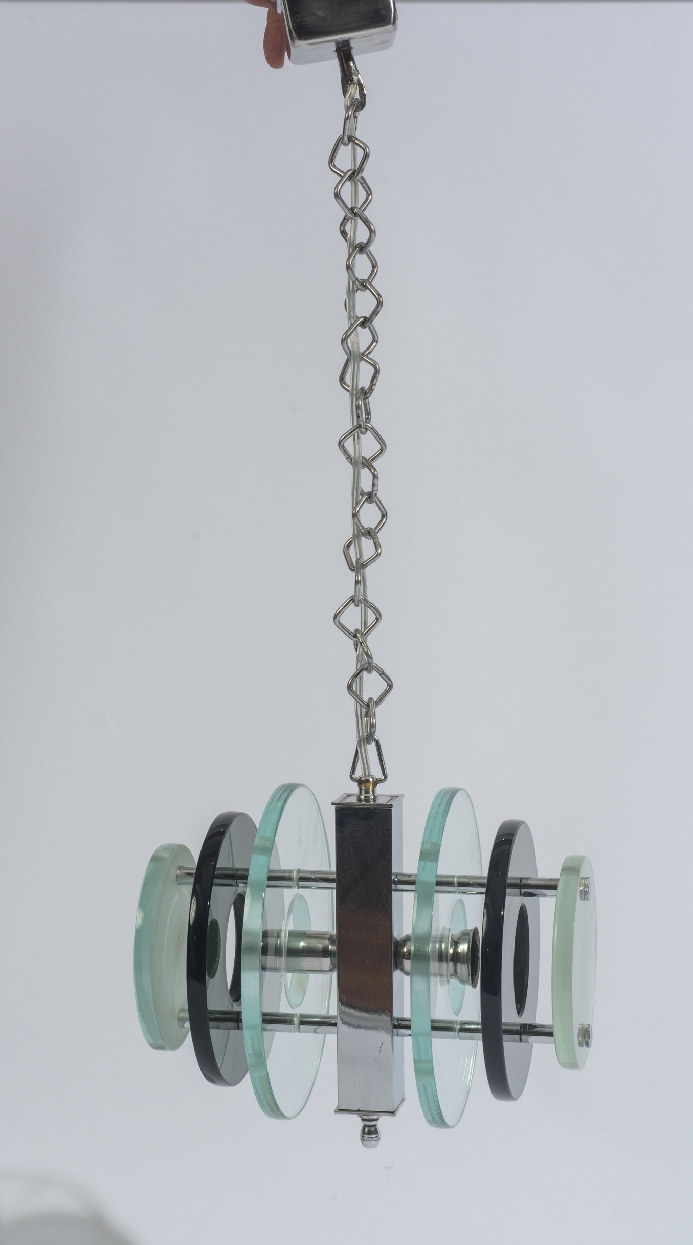 Lampada da soffitto, vetro e metallo, anni ’60 del XX secolo