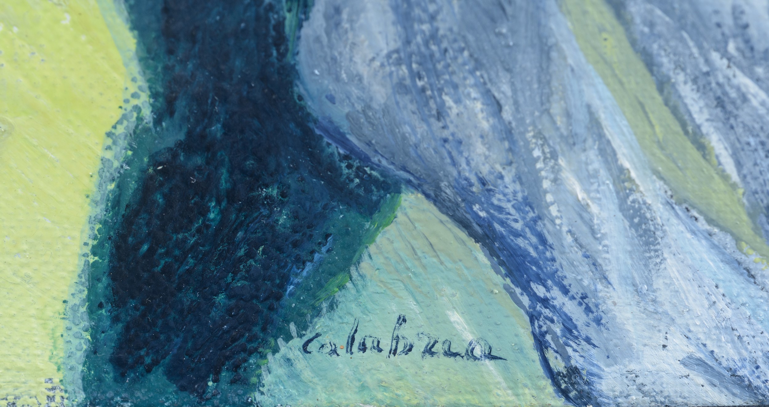 Ennio Calabria - Donna distesa con cane, olio su tela