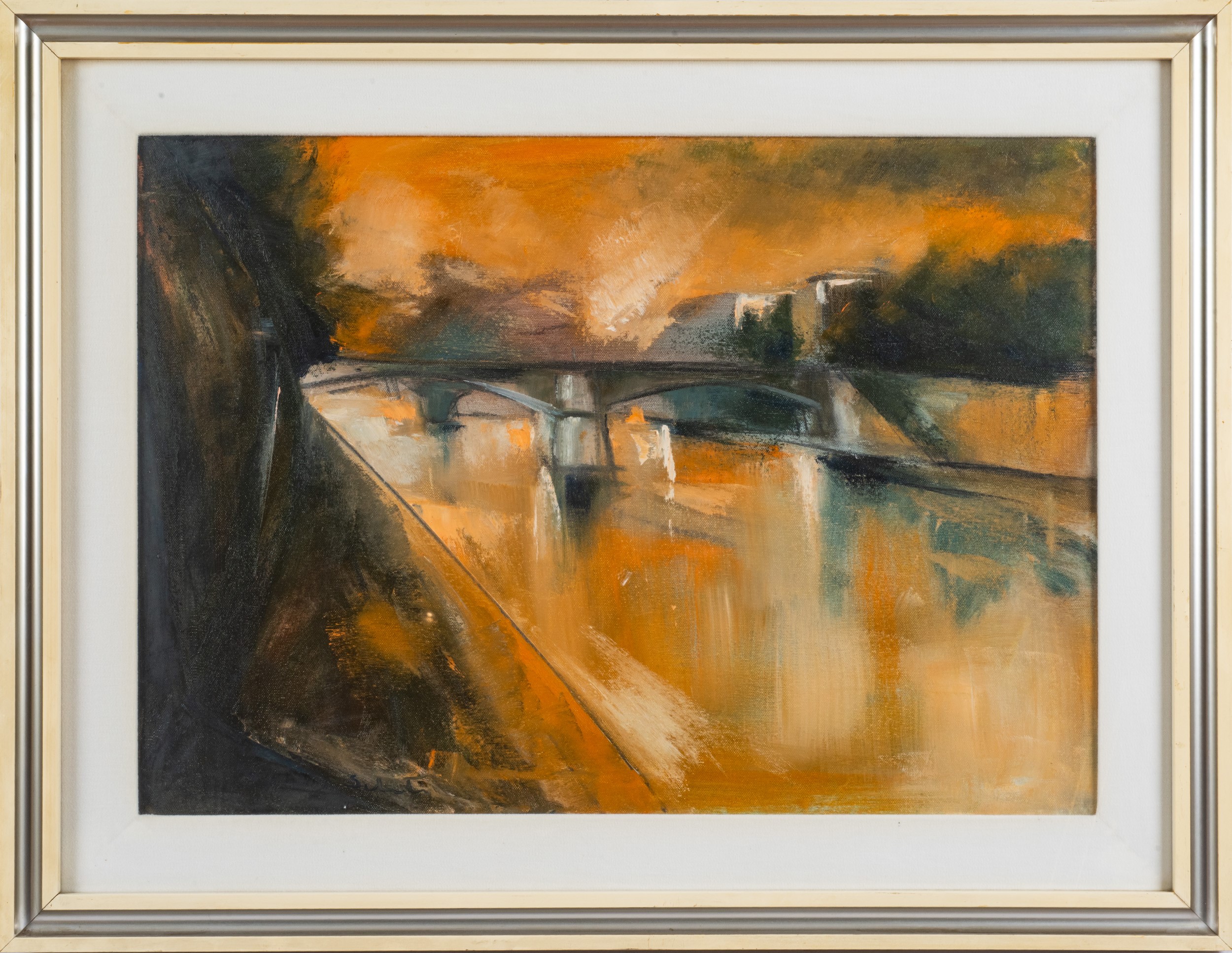 Scorcio del fiume Tevere, olio su tela