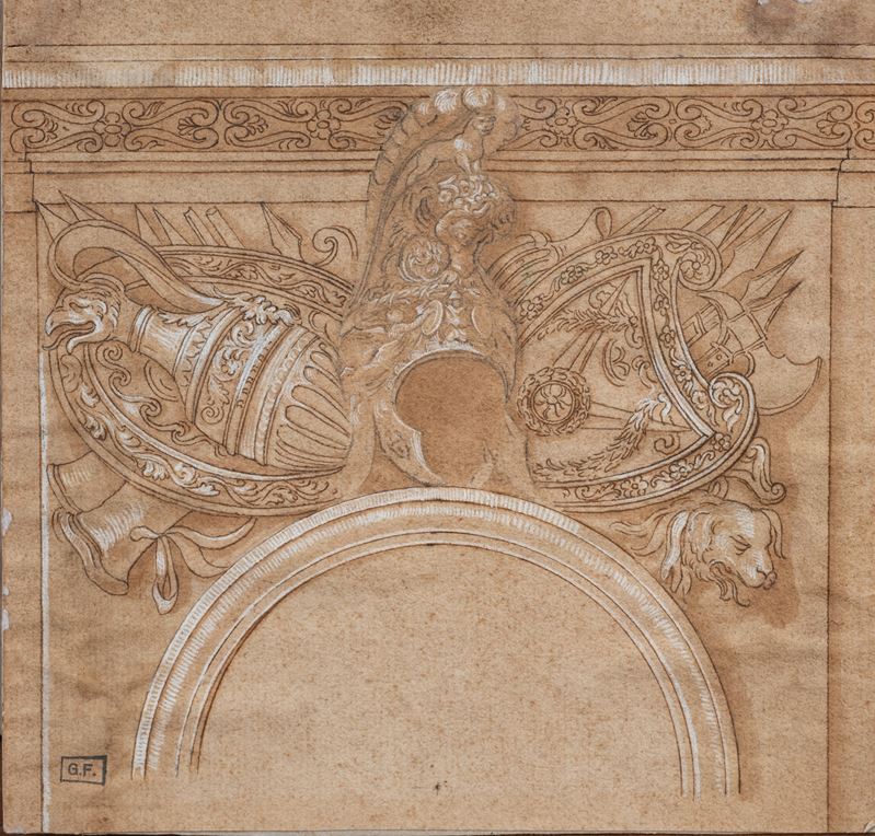 Studio ornamentale con trofei d’armi