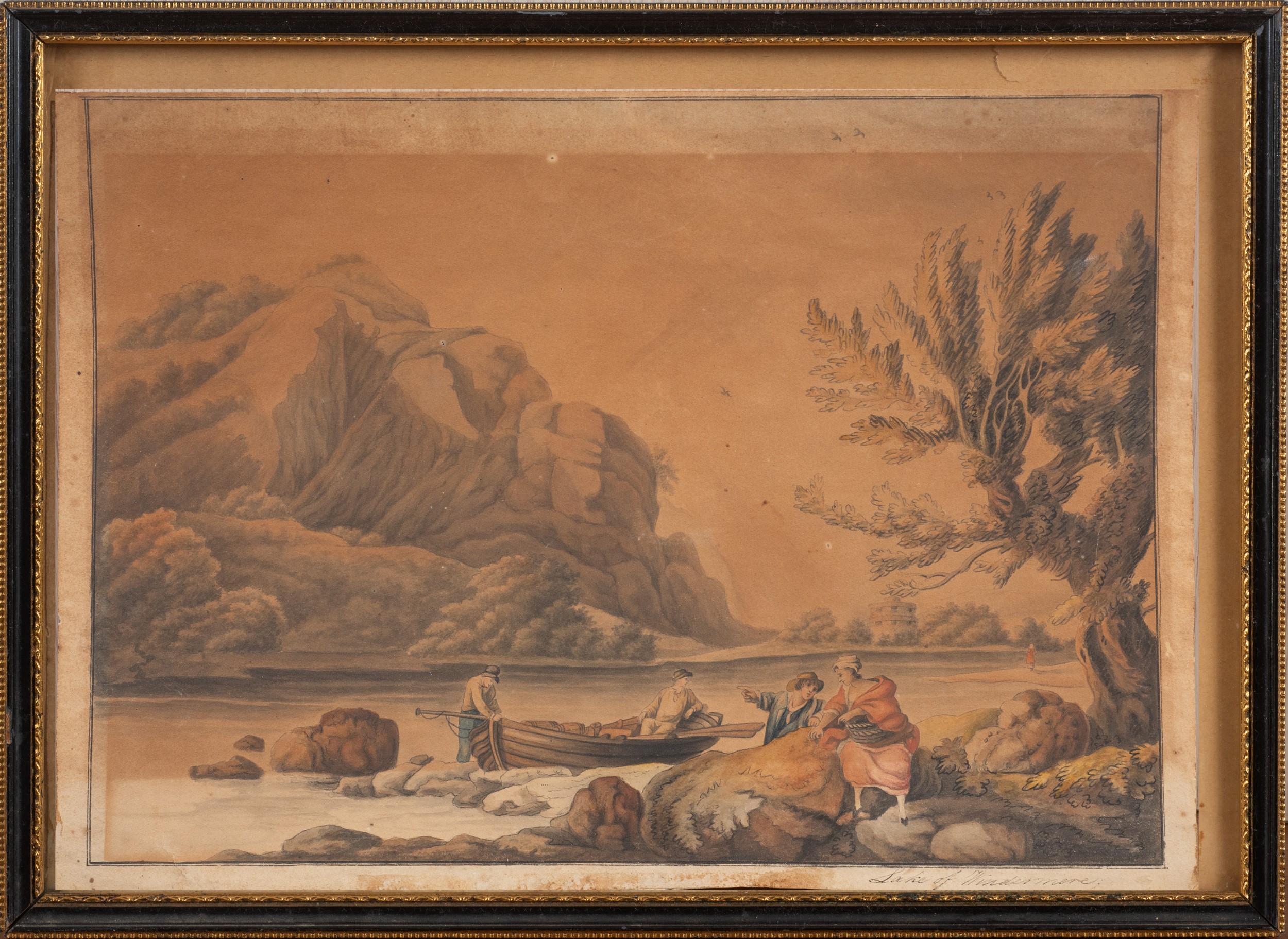 Philippe Jacques de Loutherbourg, Lake of Wyndermere, acquerello su carta (XIX secolo)