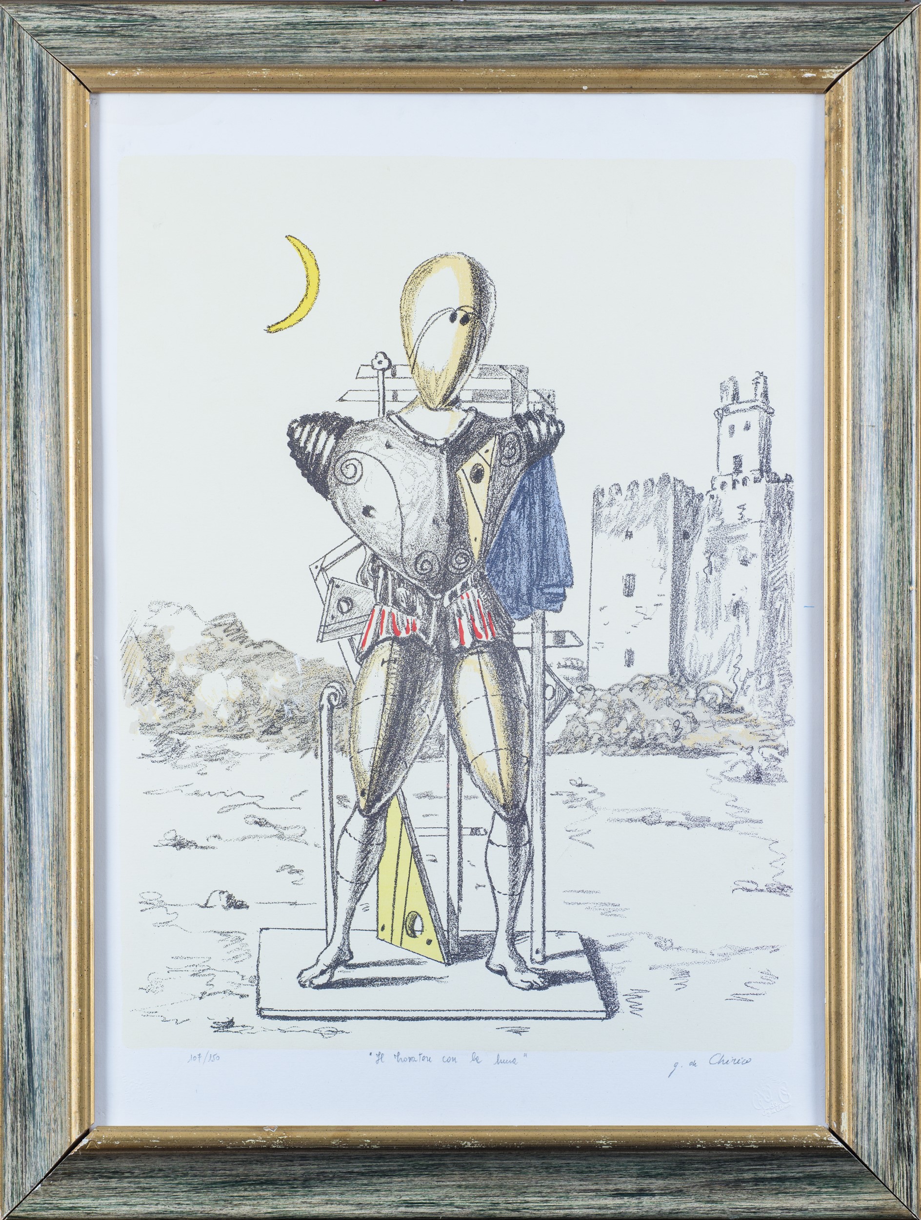 Giorgio De Chirico - Il trovatore con la luna, acquaforte