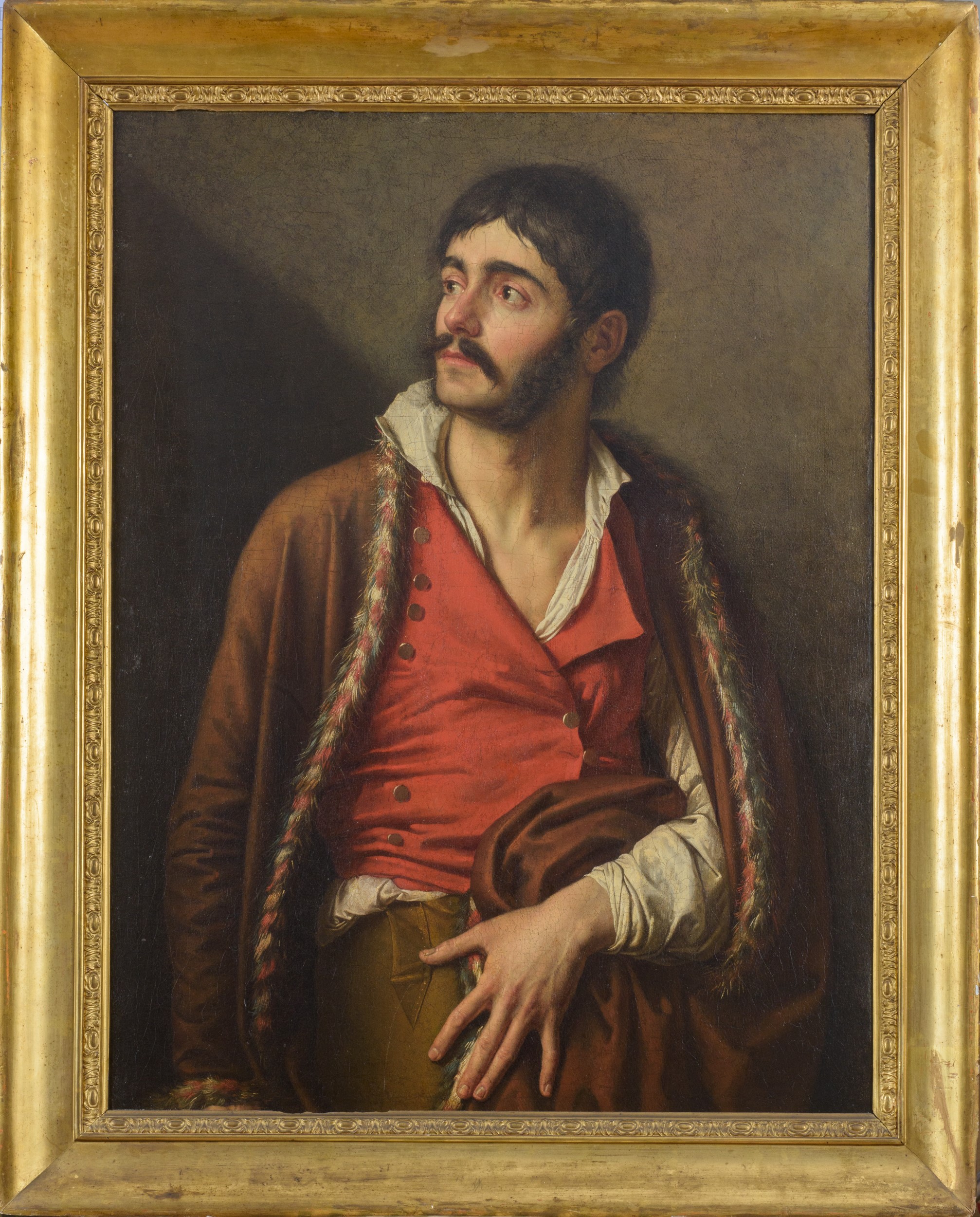 Scuola italiana, Ritratto d’uomo in costume popolare, olio su tela