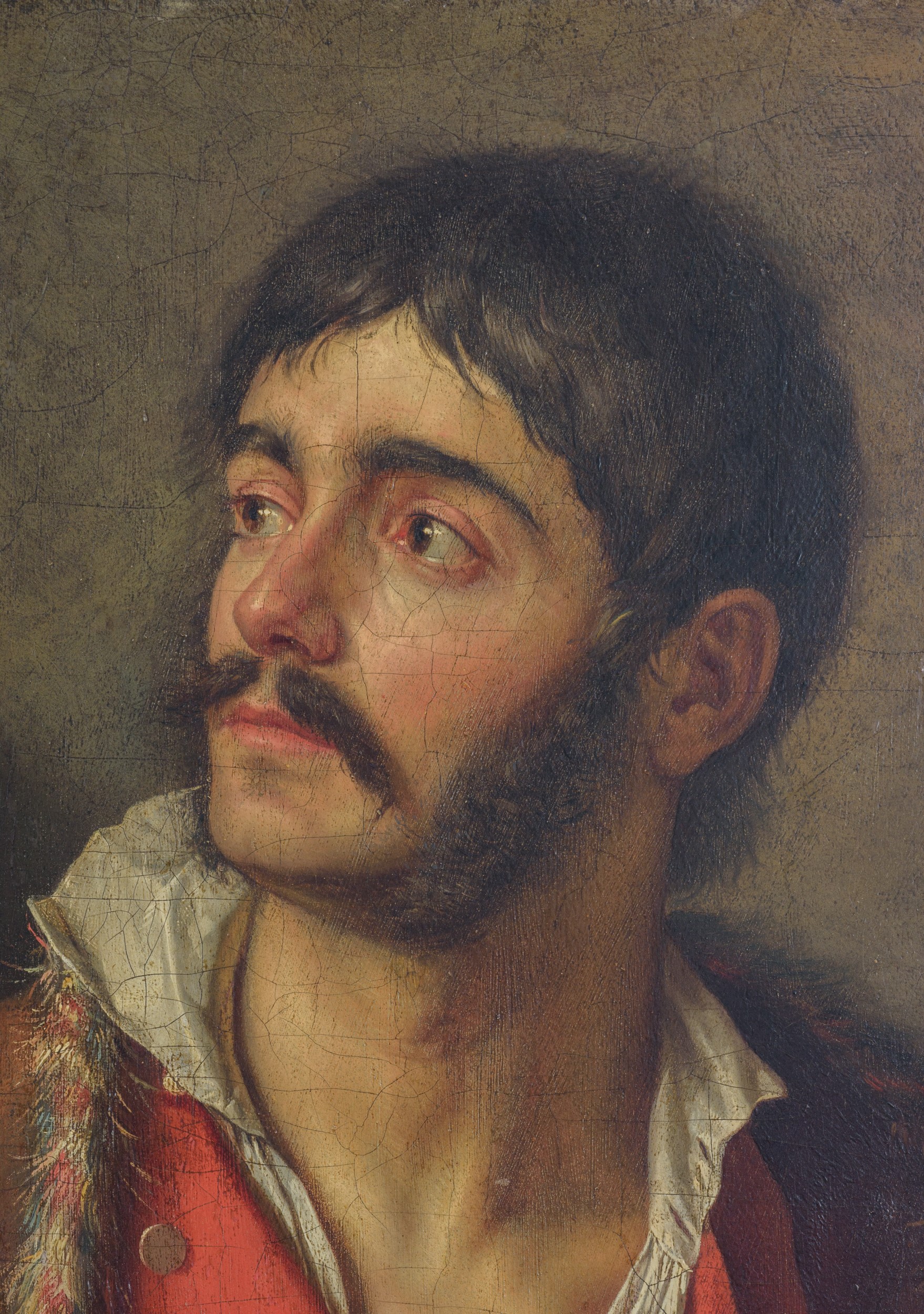 Scuola italiana, Ritratto d’uomo in costume popolare, olio su tela