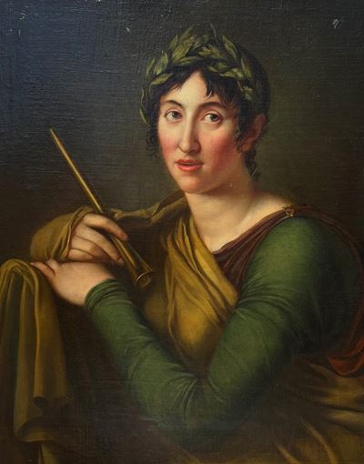 Ritratto di Caroline von Westrell come Musa, olio su tela applicata su tavola
