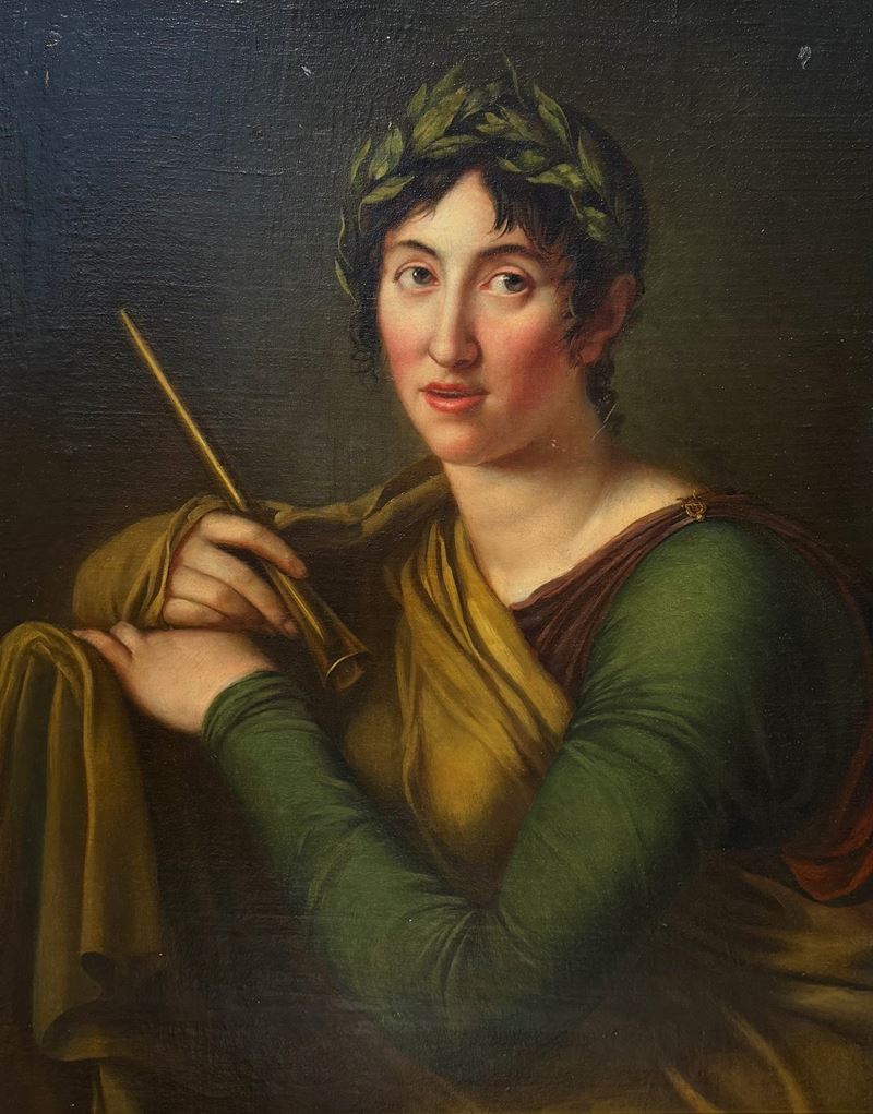 Anton Graff - Ritratto di Caroline von Westrell come Musa, olio su tela applicata su tavola