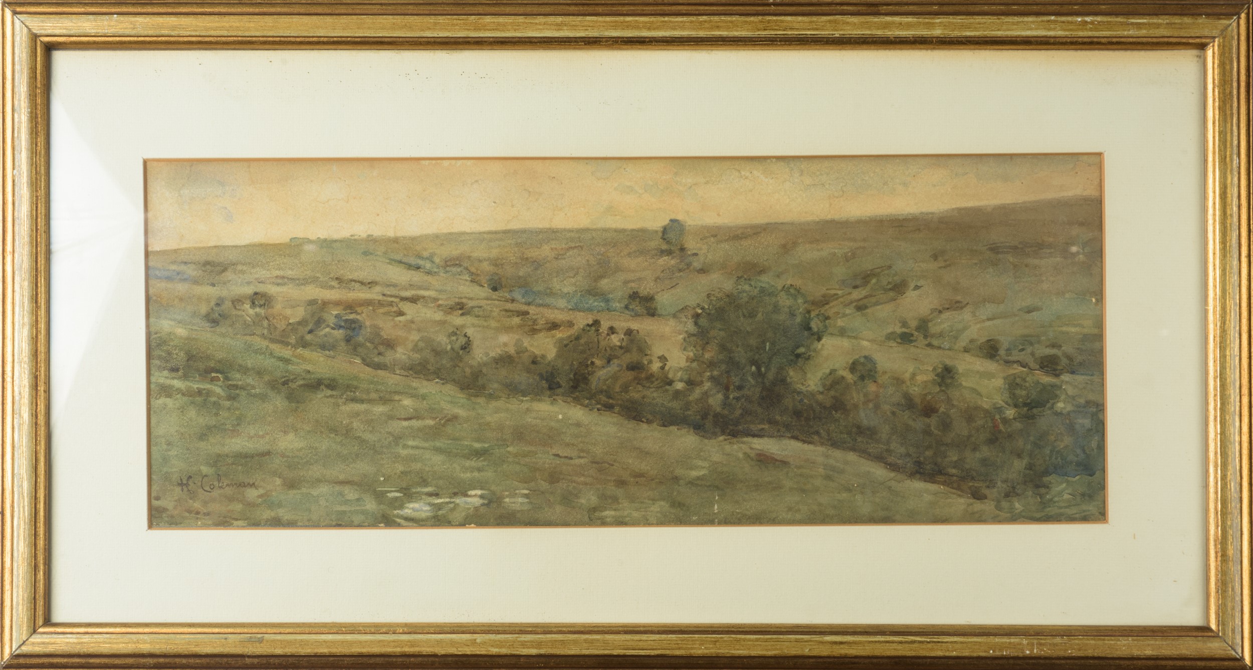 Henry Coleman - Paesaggio collinare, acquarello su carta