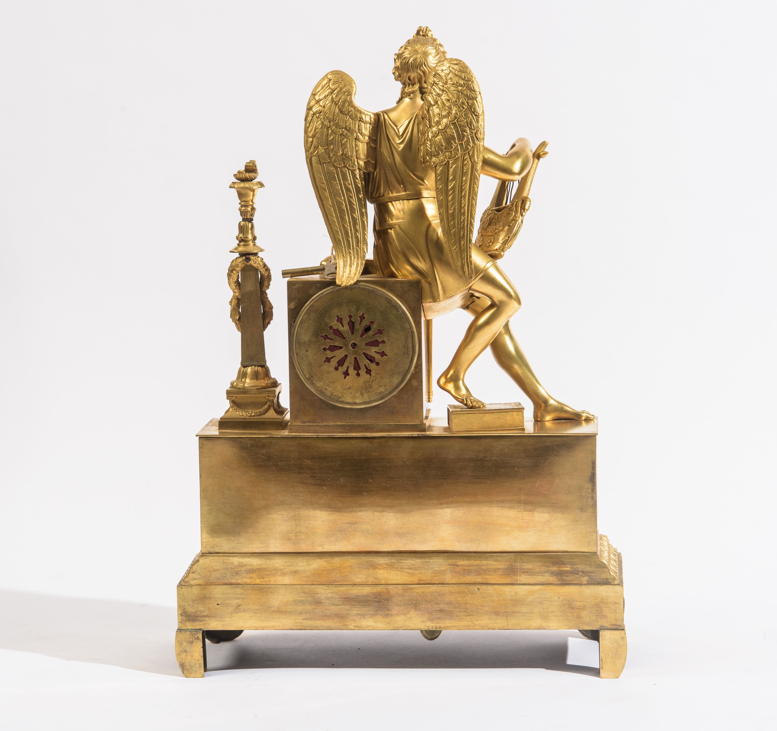 Pendola da tavolo in bronzo dorato cesellato, manifattura francese (Impero, prima metà XIX secolo...