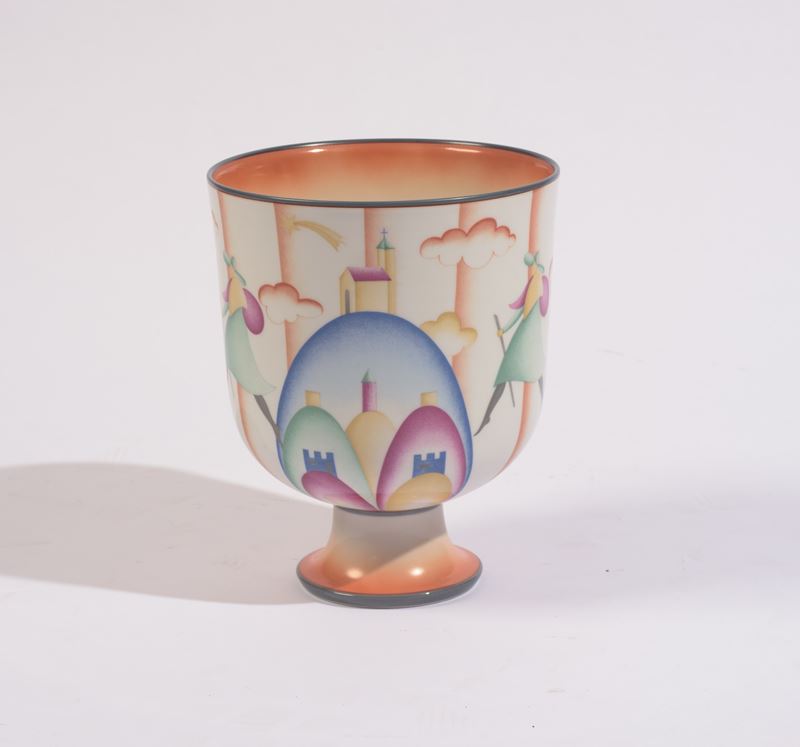Giò Ponti - Vaso “I Pellegrini”, porcellana policroma