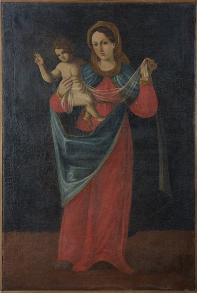 Madonna con bambino, olio su tela (Italia, XVII–XVIII secolo)