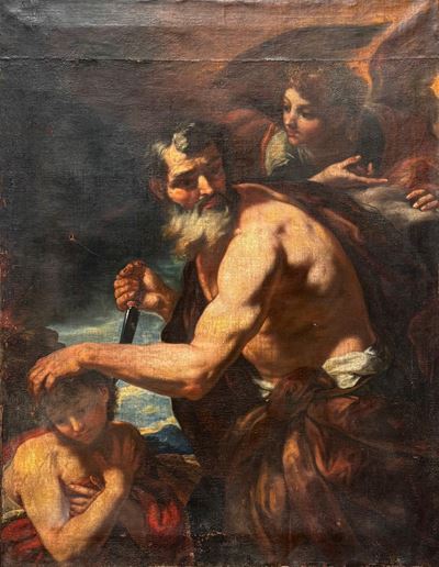 Scuola romana, Sacrificio di Isacco, olio su tela