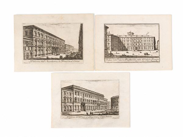 Giovanni Battista  Piranesi - Tre incisioni tratte da 'Varie Vedute di Roma Antica e Moderna' 