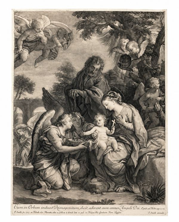 John Smith - La sacra famiglia con angeli, da Carlo Maratta