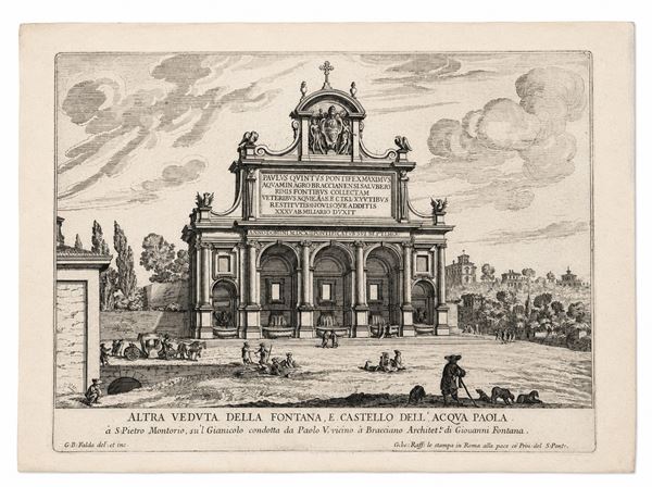 Giovanni Battista Falda - Veduta della fontana e castello dell’Acqua Paola