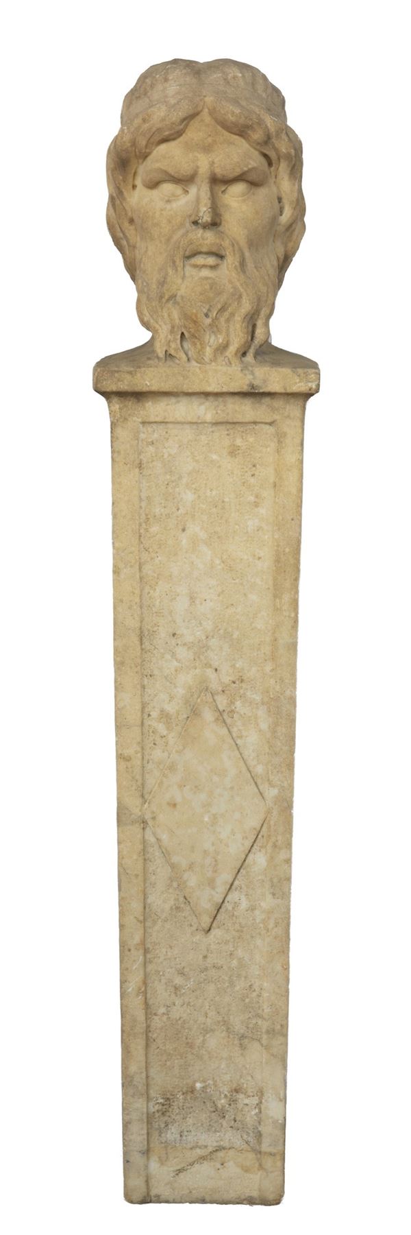 Erma in marmo bianco raffigurante Seneca