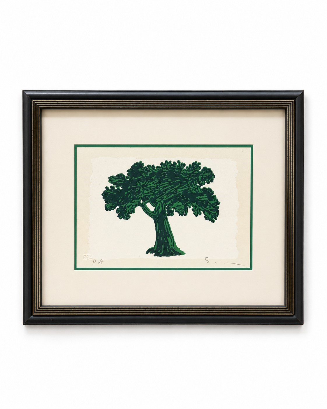 Mario Schifano - Tre litografie (Bicicletta, Pesci, Albero), litografia su carta ritoccata a mano