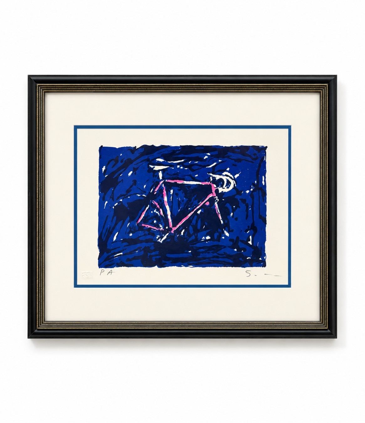 Mario Schifano - Tre litografie (Bicicletta, Pesci, Albero), litografia su carta ritoccata a mano