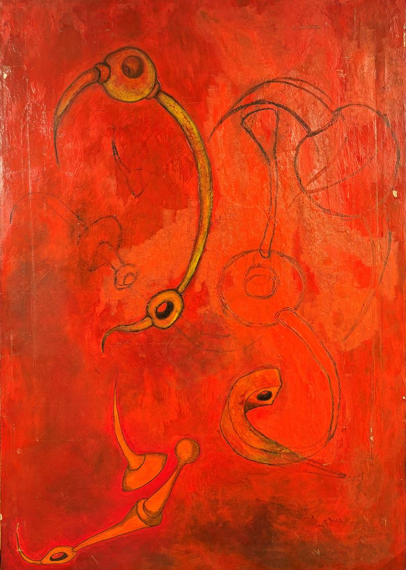 Senza titolo (rosso), olio su tela, seconda metà XX secolo