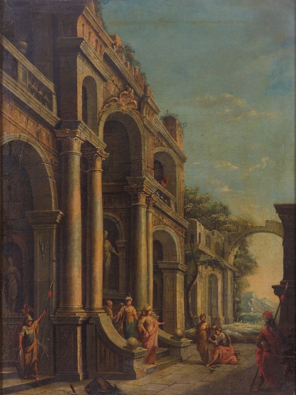 Capriccio architettonico con figure abbigliate all'antica