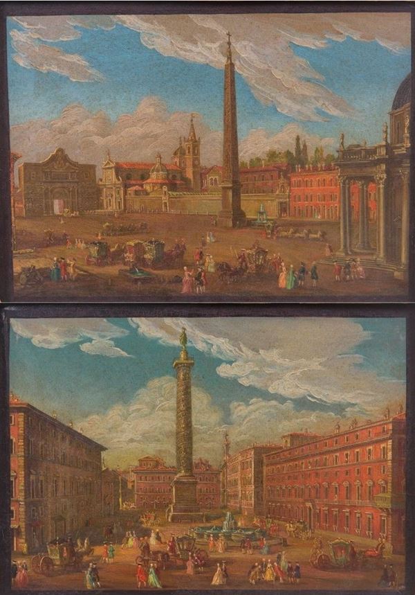 Coppia di vedute di Roma