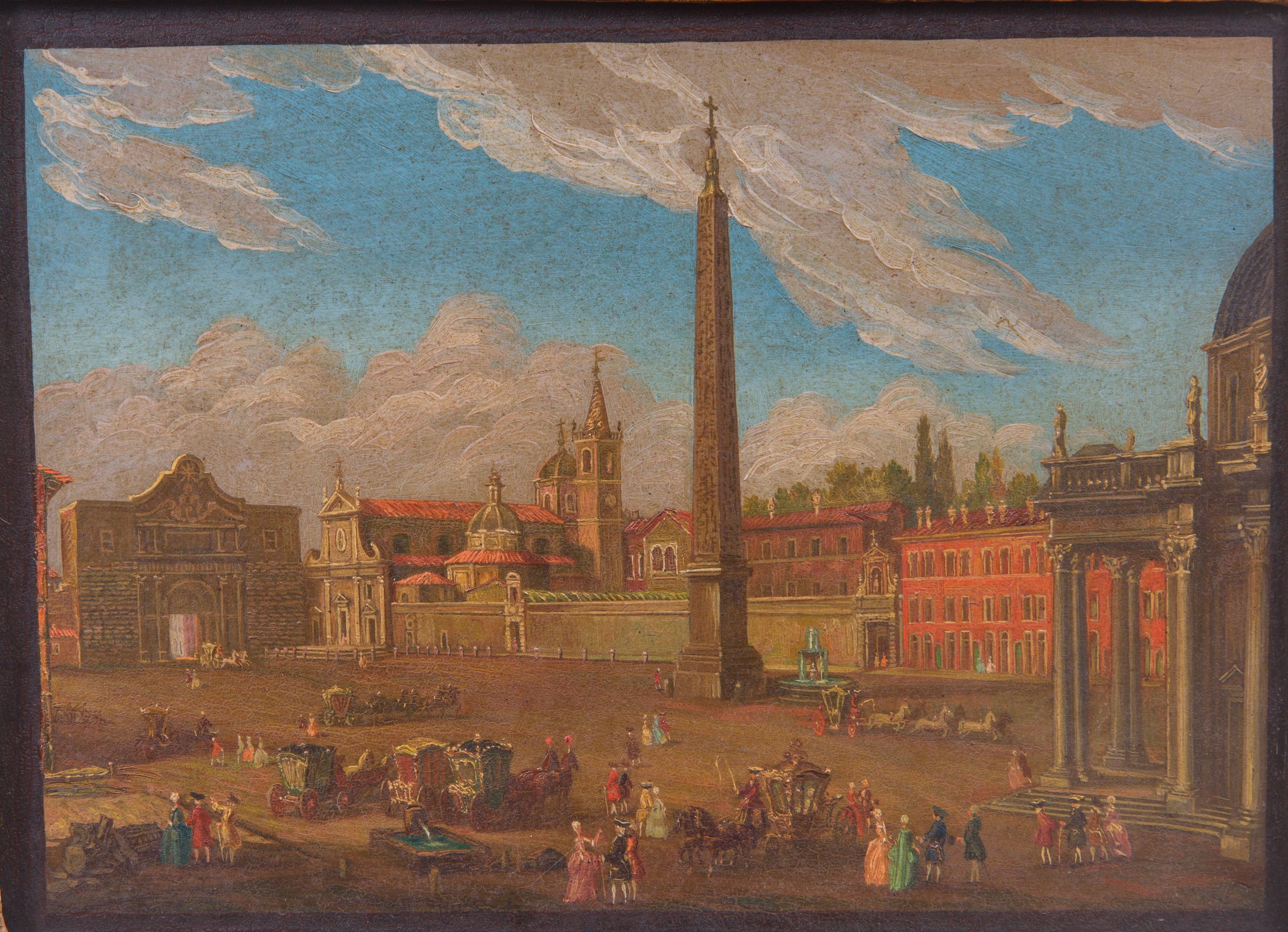 Coppia di vedute di Roma, olio su tavola (XX secolo)