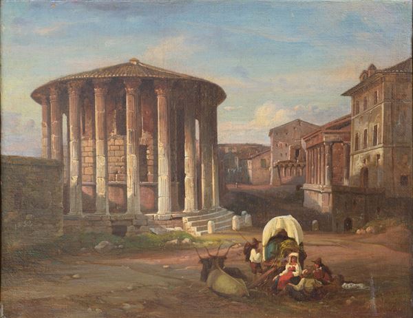 Veduta del Foro Boario con il Tempio di Ercole Vincitore