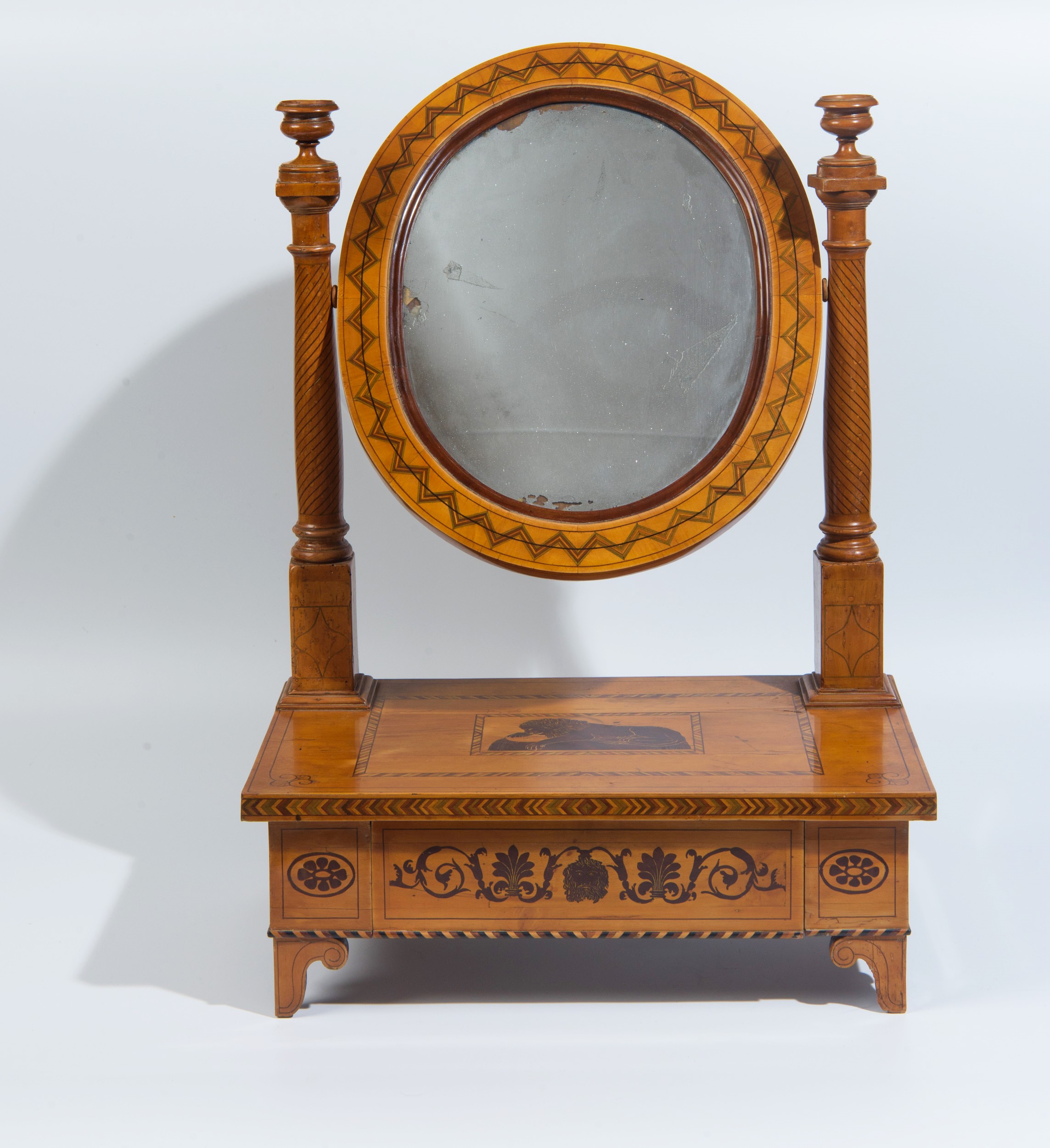 Italia centrale, specchierina da commode in legno intarsiato (primo quarto XIX secolo)