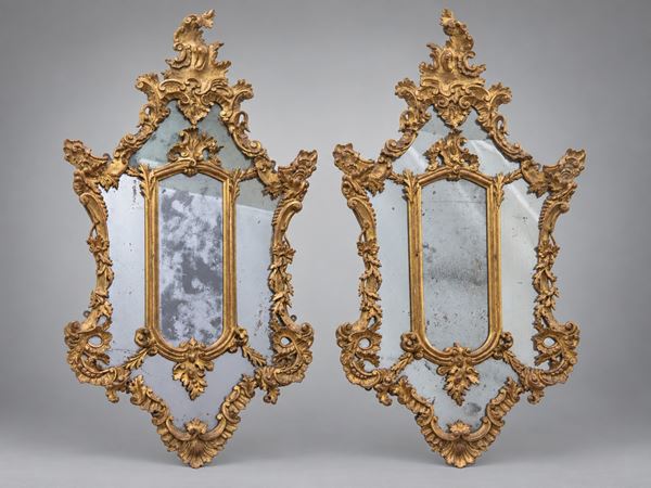Coppia di specchiere  (Venezia, Luigi XV, metà XVIII secolo)  - Asta Fine Art - DAMS Casa d'Aste