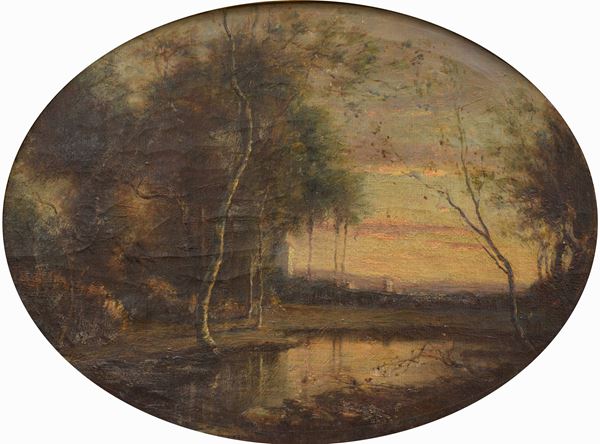 Paesaggio lacustre al tramonto