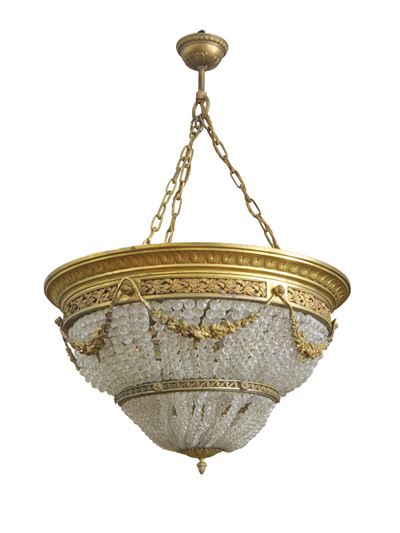 Francia, Napoleone III (fine XIX secolo), Plafoniera in bronzo e vetro