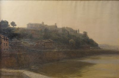 Il Tevere dall'Aventino, olio su tela