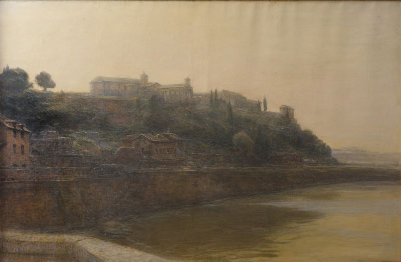 Il Tevere dall'Aventino, olio su tela