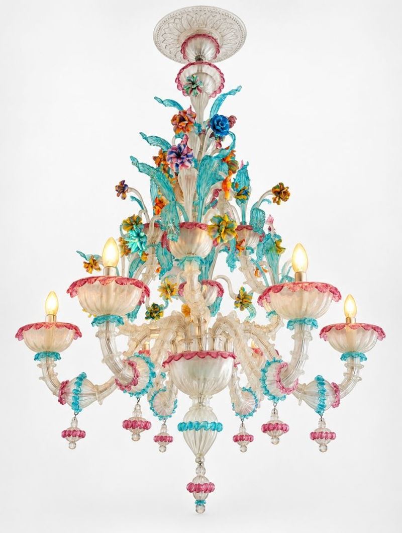 Lampadario Ca' Rezzonico, vetro di Murano