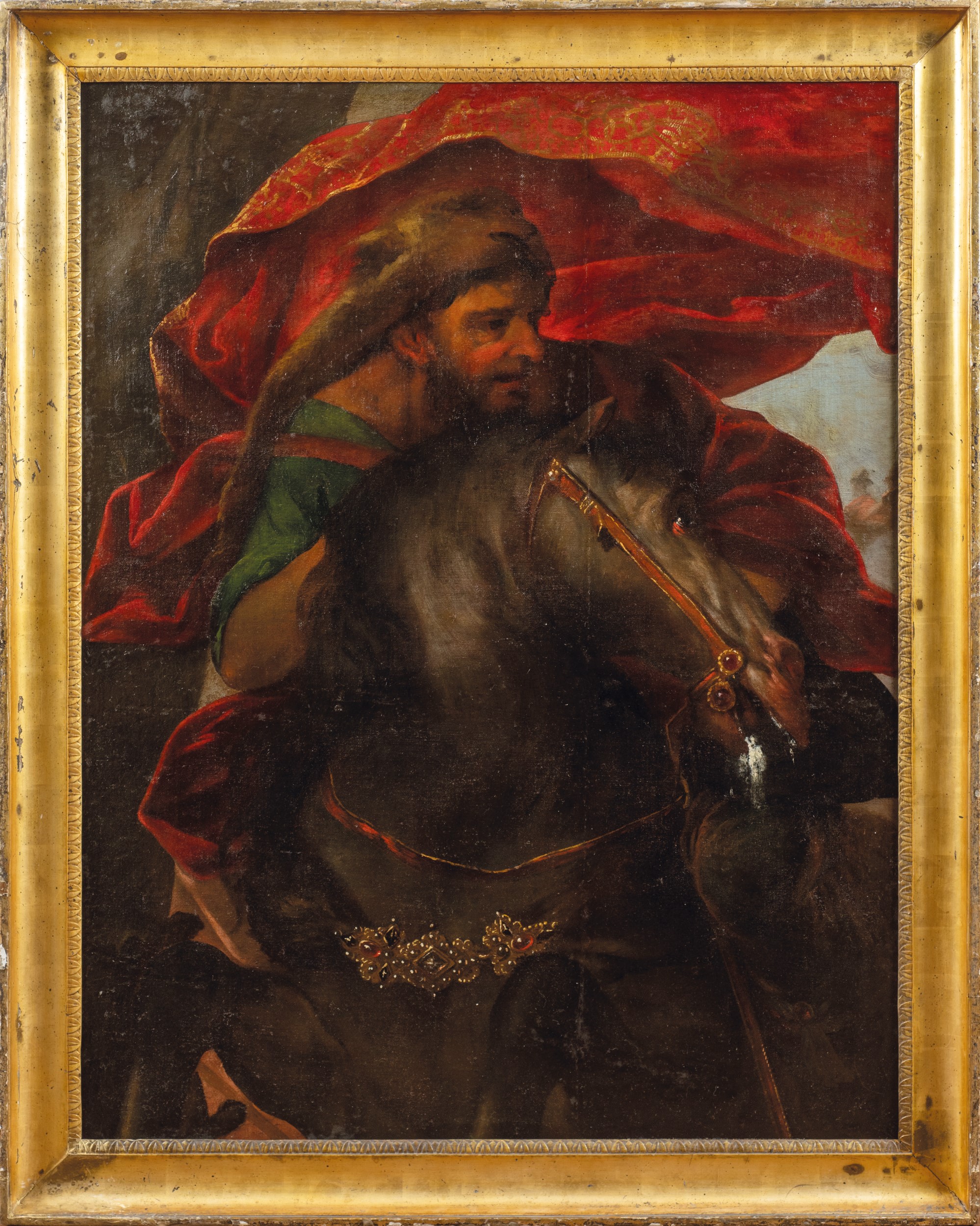 Scuola francese del XVII secolo, Guerriero a cavallo, olio su tela