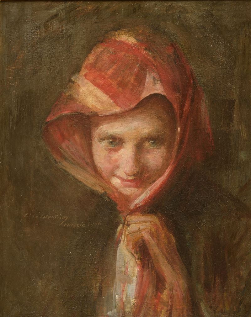Lino Selvatico - Ritratto di fanciulla, olio su tela