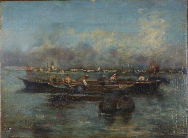 Pietro Fragiacomo - Pescatori in laguna