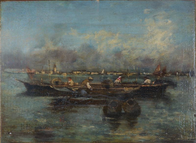 Pietro Fragiacomo - Pescatori in laguna